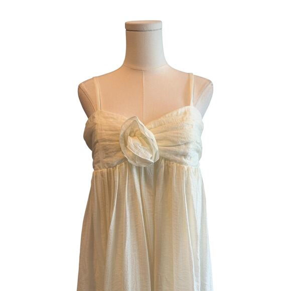 Babydoll Dress 8 Ivory Fairy Empire Spaghetti Strap Rosette Party Ethereal NEW - Picture 4 of 10